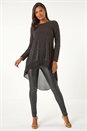 Gold Metallic Print Chiffon Hem Stretch Top, Image 3 of 5