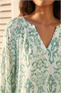 Green Ikat Print V-Neck Tunic Top, Image 4 of 4
