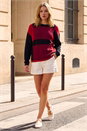 Red Colour Block Knit Jumper, Image 2 of 4