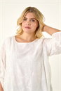 Ivory  Curve Embroidered Asymmetric Layer Top, Image 4 of 5