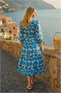 Blue Petite Floral Print Pocket Midi Dress, Image 3 of 4