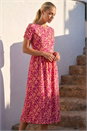 ORANGE Petite Abstract Print Gathered Midi Dress, Image 3 of 4