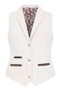 Cream Infinity Leather Cream Women's Cream Wool Blend Tweed Waistcoat, Image 1 of 4