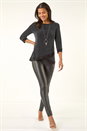 Black Necklace Trim Shimmer Top, Image 2 of 5