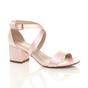 Light Pink AJVANI Light Pink Mid Block Heel Crossed Straps Sandals, Image 1 of 6