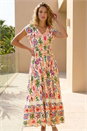 ORANGE Abstract Button Down Maxi Dress, Image 3 of 4