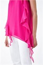 CERISE Halterneck Asymmetric Frill Detail Top, Image 5 of 5