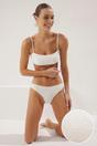 White Textured Scoop Neck Bikini Set with Strappy Detail, Image 1 of 3