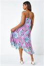 Pink Floral Chiffon Hanky Hem Midi Dress, Image 5 of 6