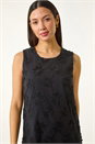 Black Flower Embroidered Shift Dress, Image 4 of 5