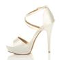 Ivory AJVANI Ivory High Heel Crossed Straps Platform Sandals, Image 3 of 6