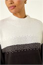Black Colour Block Sparkly Longline Jumper, Image 5 of 5
