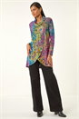 Blue Textured Burnout Print Top, Image 2 of 5