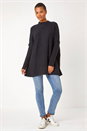 Black High Neck Longline Knit Jumper, Image 2 of 5