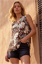 Chocolate Leaf Puff Print Gathered Vest Top, Image 2 of 4