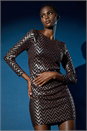 Gold Zig Zag Sequin Stretch Shift Dress, Image 4 of 6