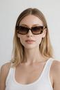 Brown Rectangle Cateye Side Detail Sunglasses In Leopard, Image 3 of 5