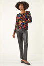 Black Floral Print Soft Knit Jumper, Image 2 of 5