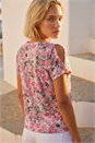Pink Floral Print Burnout Tie Top, Image 3 of 4