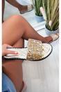 Gold iKrush Gold Sofie Embellished Slip On Sandals, Image 1 of 8