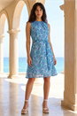 Blue Dusk Floral Shimmer Tie Waist Dress, Image 3 of 4