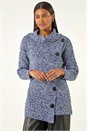 Blue Roll Neck Button Detail Jumper, Image 4 of 5