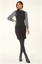 Black Geometric Contrast Knit Dress, Image 2 of 5