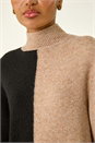 Biscuit Contrast Colour Knit Dress, Image 5 of 5