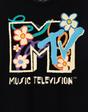 Black MTV Flowers T-Shirt, Image 2 of 6