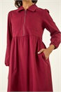 Wine Front Zip Midi Dress, Image 5 of 5