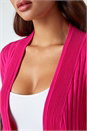 Cerise Longline Stretch Ribbed Cardigan, Image 5 of 5