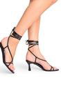 Black Irisa Black Lace Up Strappy Mid Heels, Image 2 of 4
