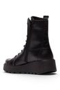 Black Womens Leather Heel Combat Boots-TERY553, Image 4 of 5