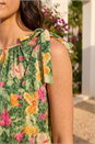 Green Floral Print Bow Detail Top, Image 4 of 4