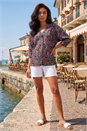Black Ditsy Floral V-Neck Kimono Top, Image 2 of 4