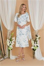 Light Blue  Julianna Scuba Dress With Scarf, Image 3 of 4