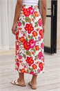 Orange Dusk Floral Print A-Line Midi Skirt, Image 2 of 5