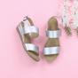 Silver AJVANI Silver Mid Wedge Heel Strappy Slingback Sandals, Image 4 of 6