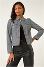 Black Gingham Stretch Pocket Detail Jacket, Image 4 of 5