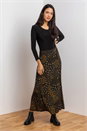 Black Patchwork Floral Jersey Midi Skirt, Image 1 of 4