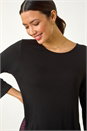 Wine Animal Print Contrast Mesh Hem Stretch Top, Image 4 of 5