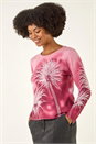 Pink Hotfix Floral Print Knit Jumper, Image 4 of 5