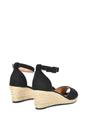 Black 'Angelica' Strappy Espadrille Wedge Heel Sandals With Peep Toe, Image 4 of 6