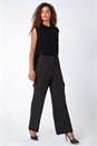 Black Smart Wide Leg Cargo Stretch Trouser, Image 2 of 5