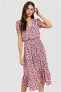 Pink Ditsy Floral Tiered Midi Dress, Image 1 of 5
