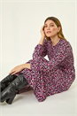 PINK Ditsy Floral Shirred Midi Dress, Image 2 of 7