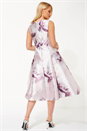 Light Pink Floral Print Fit and Flare Midi Dress, Image 2 of 5