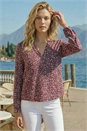 Bordeaux Printed Notch Neck Shirt, Image 2 of 3