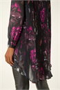 Black Floral Print Pleated Back Blouse, Image 5 of 5