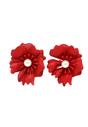 Red AVANT-GARDE PARIS Red Floral Pearl Stud Earrings In Light Pink, Image 1 of 5